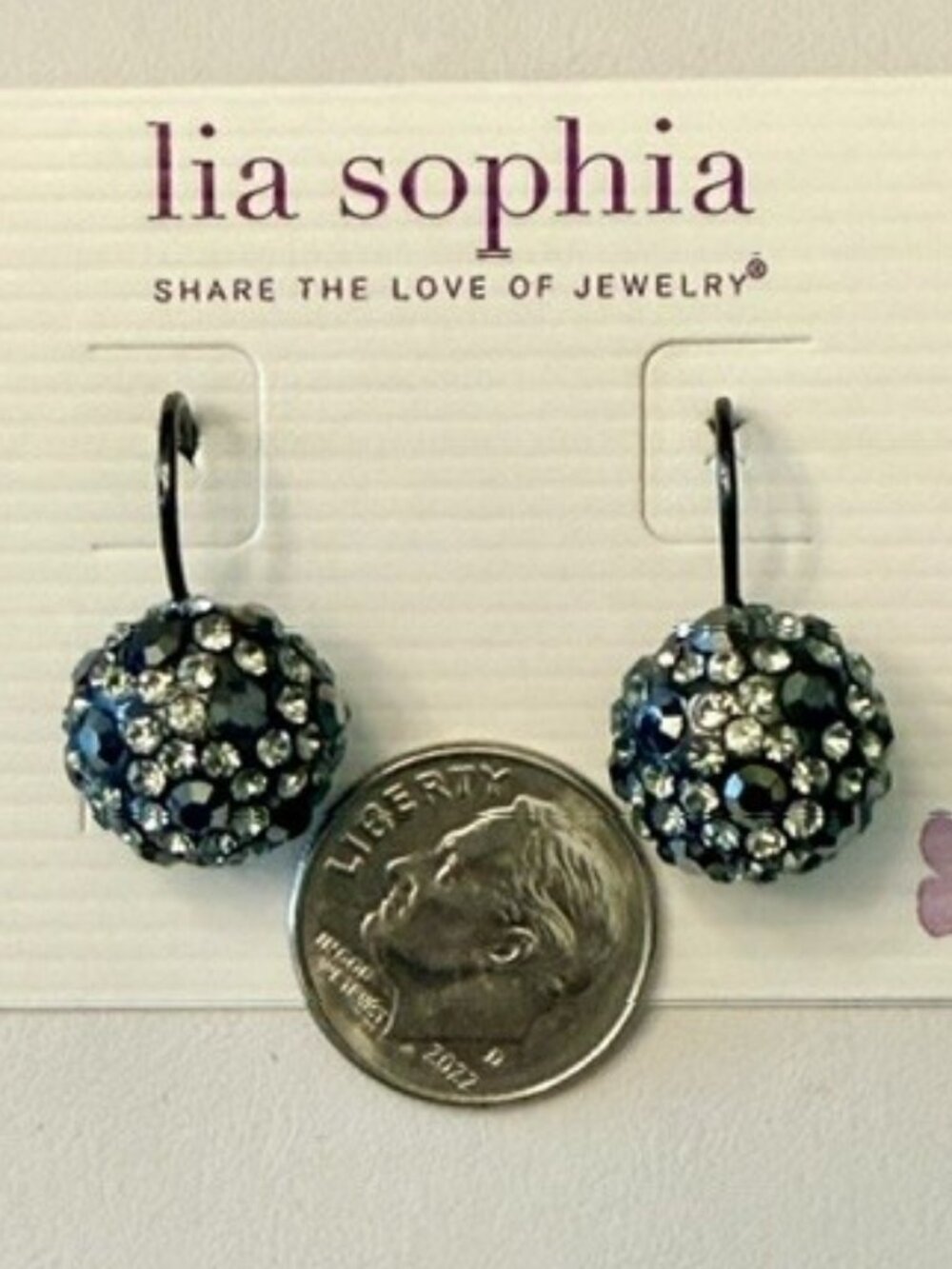 Lia Sophia "Black Diamond & Hematite Earrings - Picture 4 of 6